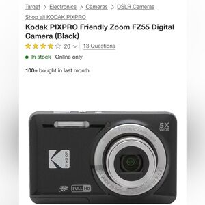 Kodak PIXPRO FZ55 Compact Digital Camera - Black